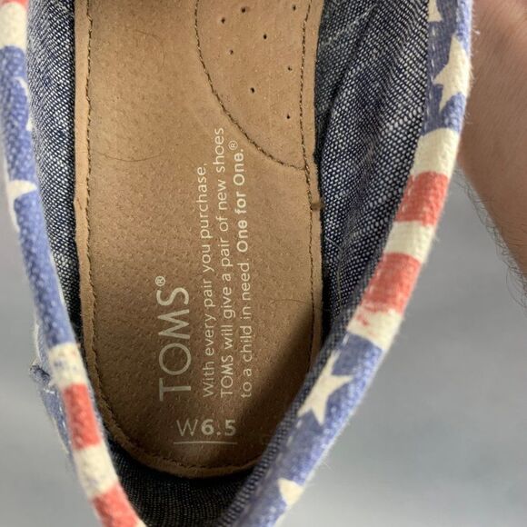 Toms‎ Women's Size 6.5 Classic Canvas American Flag Flats - Picture 10 of 10